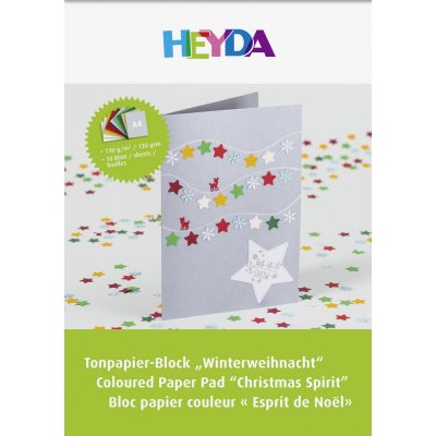 Blokk med farget papir A4 130 g - 10 sider julefarger