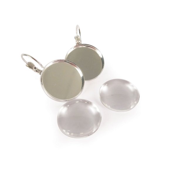 Örhängen med silverinfattning 19,6 mm för cabochon Örhängen med silverinfattning 19,6 mm för cabochon