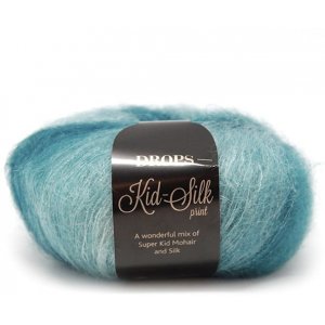 DROPS Kid-Silk Long Print garn - 25 g - Sjøgrønn (25) DROPS Kid-Silk Long Print garn - 25 g - Sjøgrønn (25)