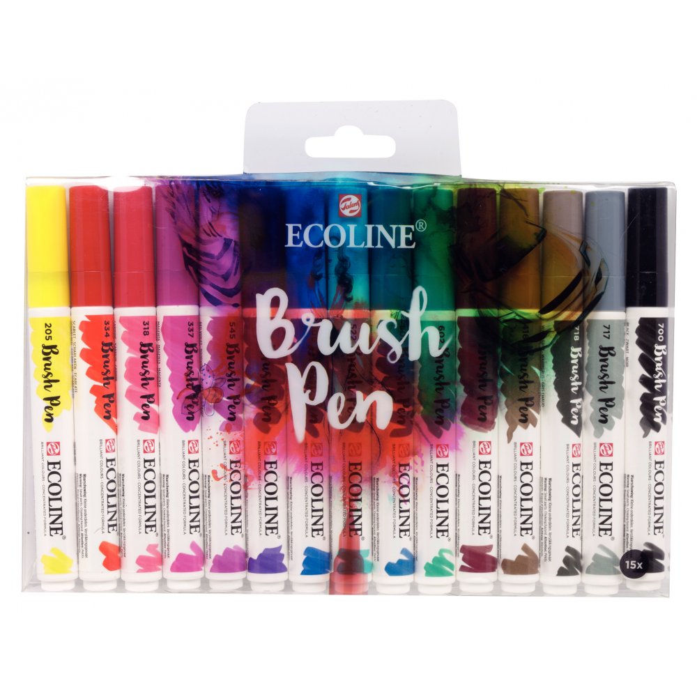 Penselpen Ecoline Brush Pen - 15-pak - Fiberpenne, Penne, Penne, kridt & tusch