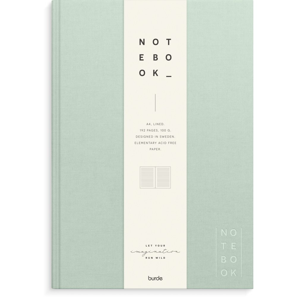 Notesbog - Tekstil - Grøn - Foret A4 - Notesbøger, Kontorartikler