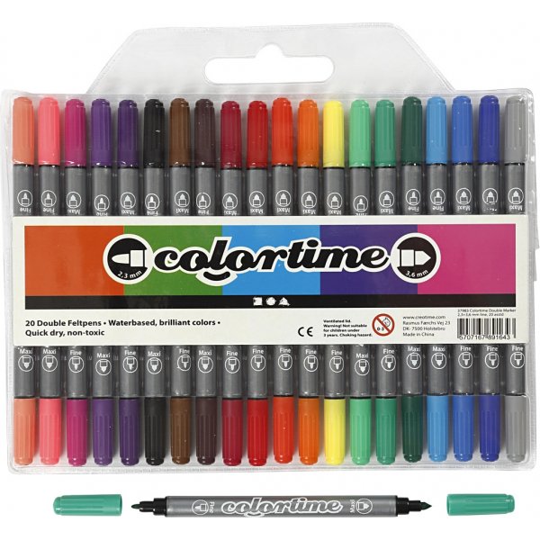 Colortime Dubbeltusch - standardfärger - 20 st Colortime Dubbeltusch - standardfärger - 20 st