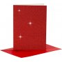 Kort och kuvert - rd - glitter - 11,5 x 16,5 cm - 4 set