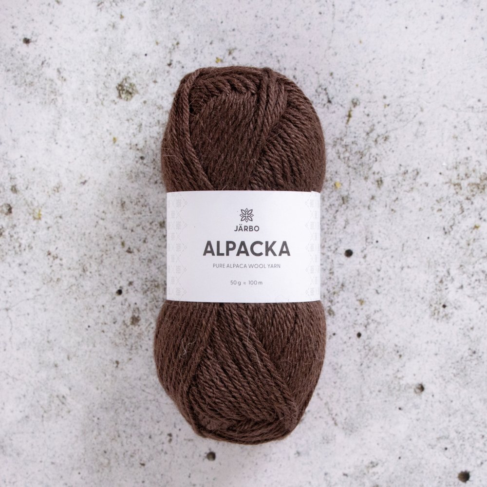 Alpaca - Brun fyrrekogle - Järbo Alpaca, Alpakkagarn, Garn, Strikke, hækle, knytte og væve
