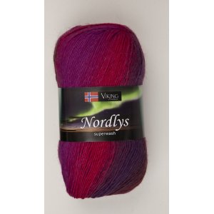 Viking garn Nordlys 100g - Lila/rd/brun (957)