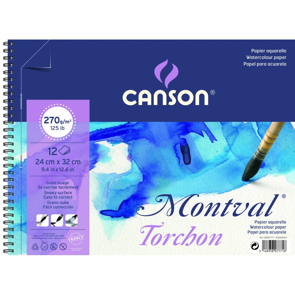 Canson Montval 270 g Fin - 24x32 cm - Akvarelpapir, Blok