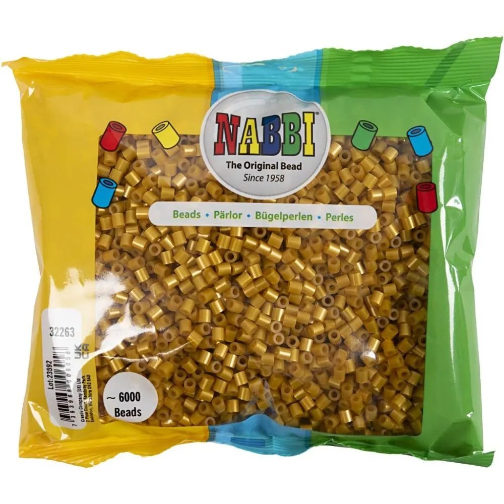 NABBI Tube perler - Guld (32263) - 6000 stk - Rørperler, Perler & perleplader, Håndværk