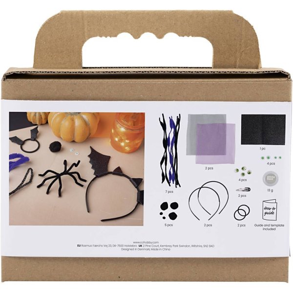 DIY-sæt med uhyggeligt hårtilbehør til Halloween, sort/lilla DIY-sæt med uhyggeligt hårtilbehør til Halloween, sort/lilla