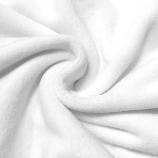 Nicki Velour Bomuldsstof Hvid - 145 cm - Velour stof, Bomuldsstof, Stof