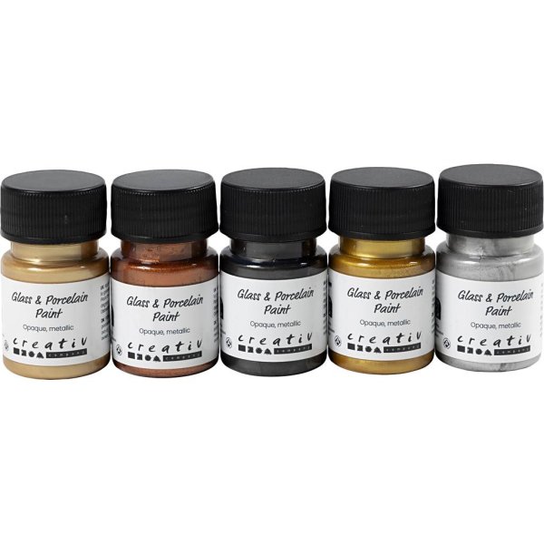 Glasf�rg metall - mixade f�rger - 6 x 30 ml