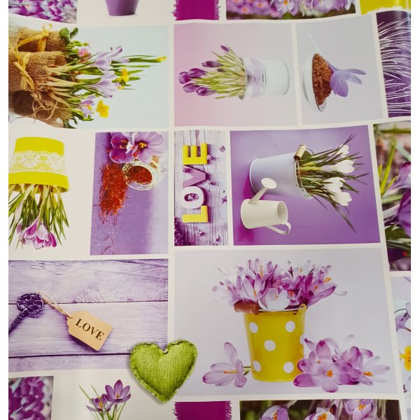 Vaxduk PVC tulpanblommning i lila 140 cm Vaxduk PVC tulpanblommning i lila 140 cm