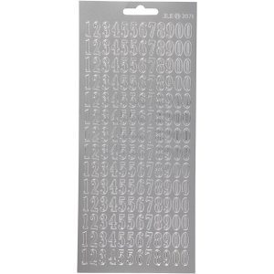 Klisterm�rker med tal 10x23 cm s�lv - 1 ark
