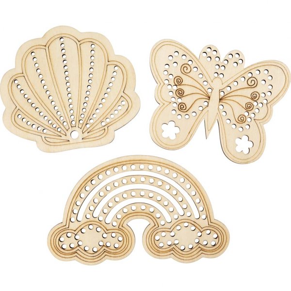 Tr�former med h�l Regnb�ge Sn�cka Fj�ril 7,5�13 cm 6 st