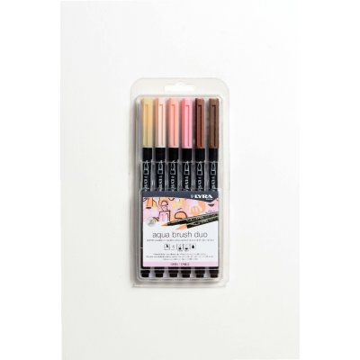 Akvarellpenner Aqua Brush Duo 6-pakning - Hudtoner