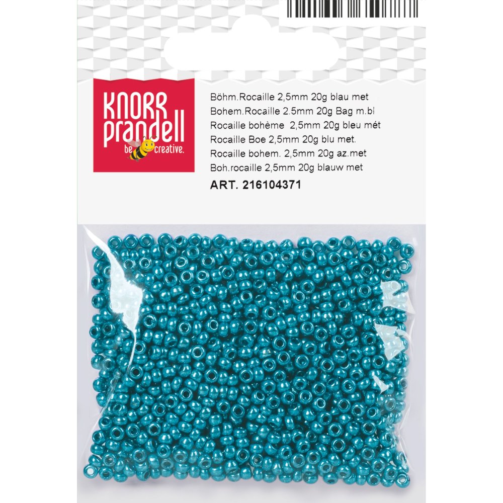 Rocailleperler 2,5 mm blå, 20 g - Blandinger av rocailleperler, Rocaillesperlor, Håndverk