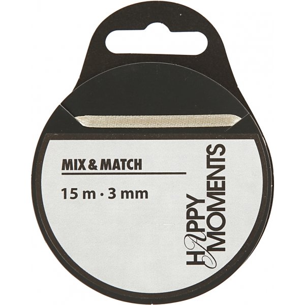 Satinband - råvit - B3 mm - 15 m Satinband - råvit - B3 mm - 15 m