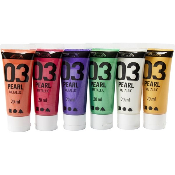 Skolfärg Akryl - Metallic - kompletterande färger - metallic - 6 x 20 ml Skolfärg Akryl - Metallic - kompletterande färger - metallic - 6 x 20 ml