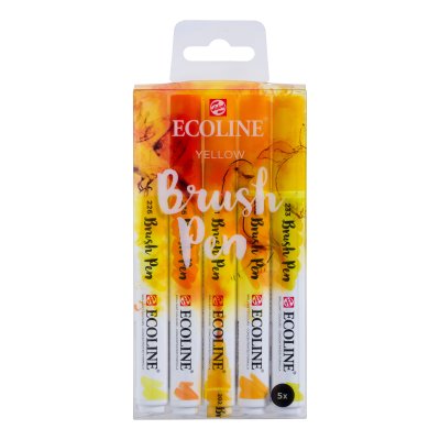 Penseltusj Ecoline Brush Pen 5-pakning - Yellow