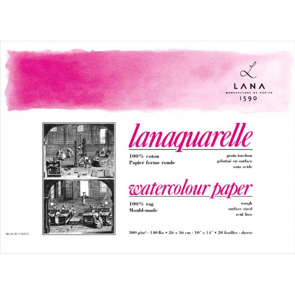 Akvarellblokk Lana Lanaquarelle 300 G Grov Greng