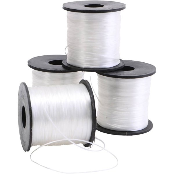 Platt elastisk p�rltr�d 1 mm 100 m - Rulle