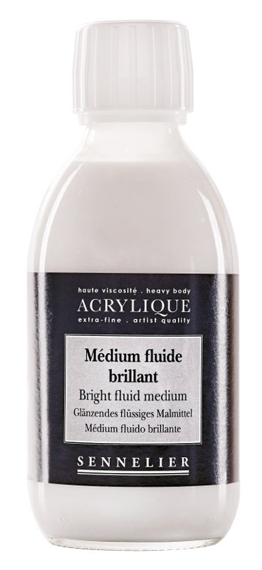 Akrylmedium Sennelier 250 ml - Bright Fluid Medium - Akrylmedier, Malermedium, Fernis og kunstner medier til kunstmaling