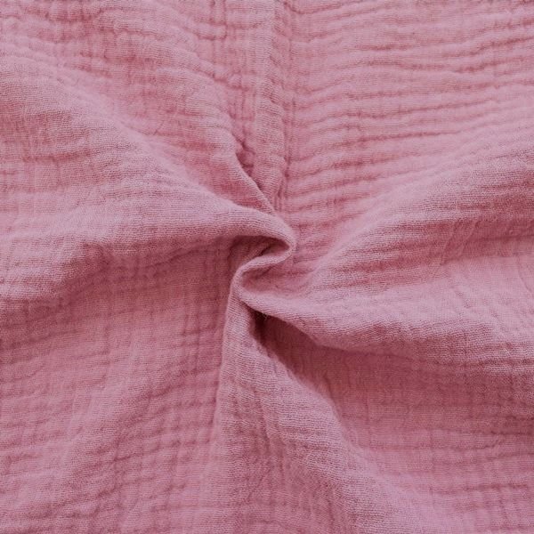 Bomullsmuslin Double Gauze – 130 cm - Rosa - Enfärgat bomullstyg, Bomullstyg, Tyger