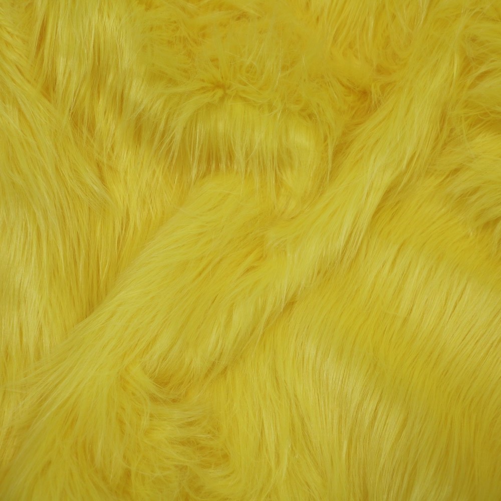 Gorillapels - Gul - Imiteret pels, Kunstlæder, Stof