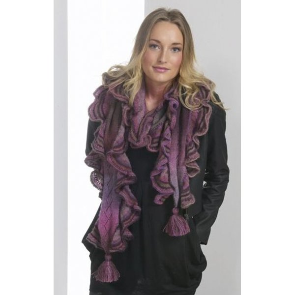 Strikkeopskrift - Strikket tørklæde med flæse Strikkeopskrift - Strikket tørklæde med flæse