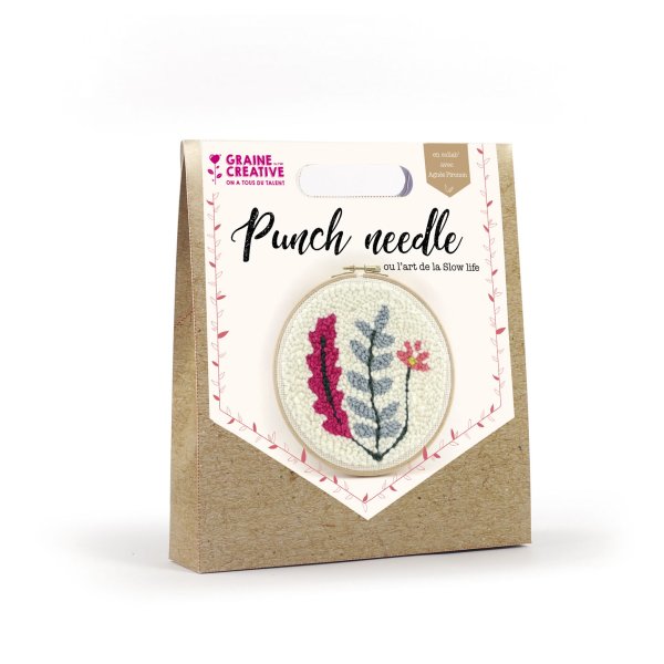 Punch needle-kit med v�xtmotiv, 20 cm