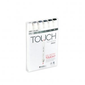 Touch Twin Brush Marker 6stk - Gray Color