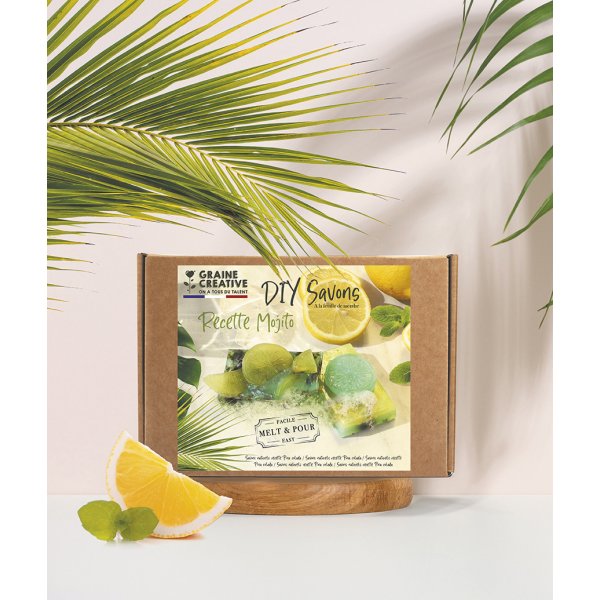Tvåltillverkningskit med mojitosmak och naturliga myntablad Tvåltillverkningskit med mojitosmak och naturliga myntablad