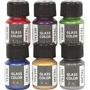 Glasfrg metall - mixade frger - 6 x 30 ml