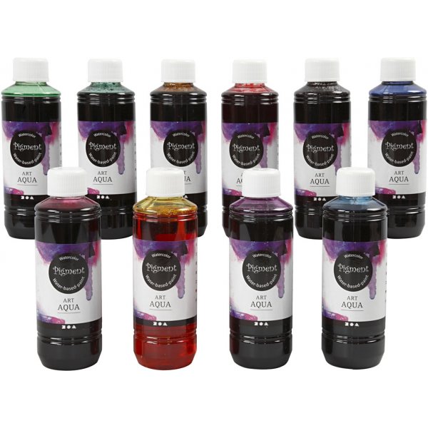 Flytande Akvarellfärg - mixade färger - 10 x 250 ml Flytande Akvarellfärg - mixade färger - 10 x 250 ml