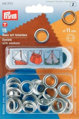 Snørehuller med skiver Messing Sølvfarve 11,0 mm 15-pak - Snøreringe, Knapper & fastgørelsesmidler, Sytilbehør