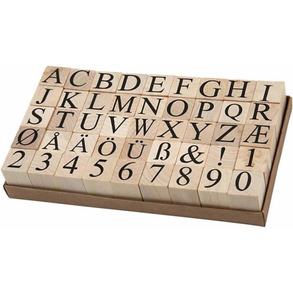 Stämplar - bokstäver och siffror - 20 x 20 mm - 45 st Stämplar - bokstäver och siffror - 20 x 20 mm - 45 st