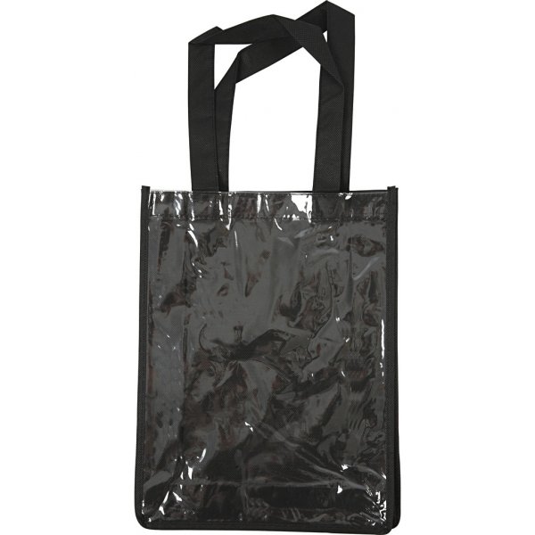 Taske med plastfront - sort Taske med plastfront - sort