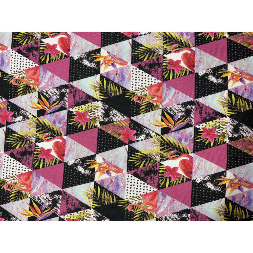 Joggingtrøje med print - Triangel, Flamingo - Joggingstof, Strikstof, Stof