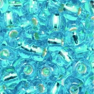 Rocaillespärlor ø 5,5 mm - ljusblå 17 g silverlinjerade
