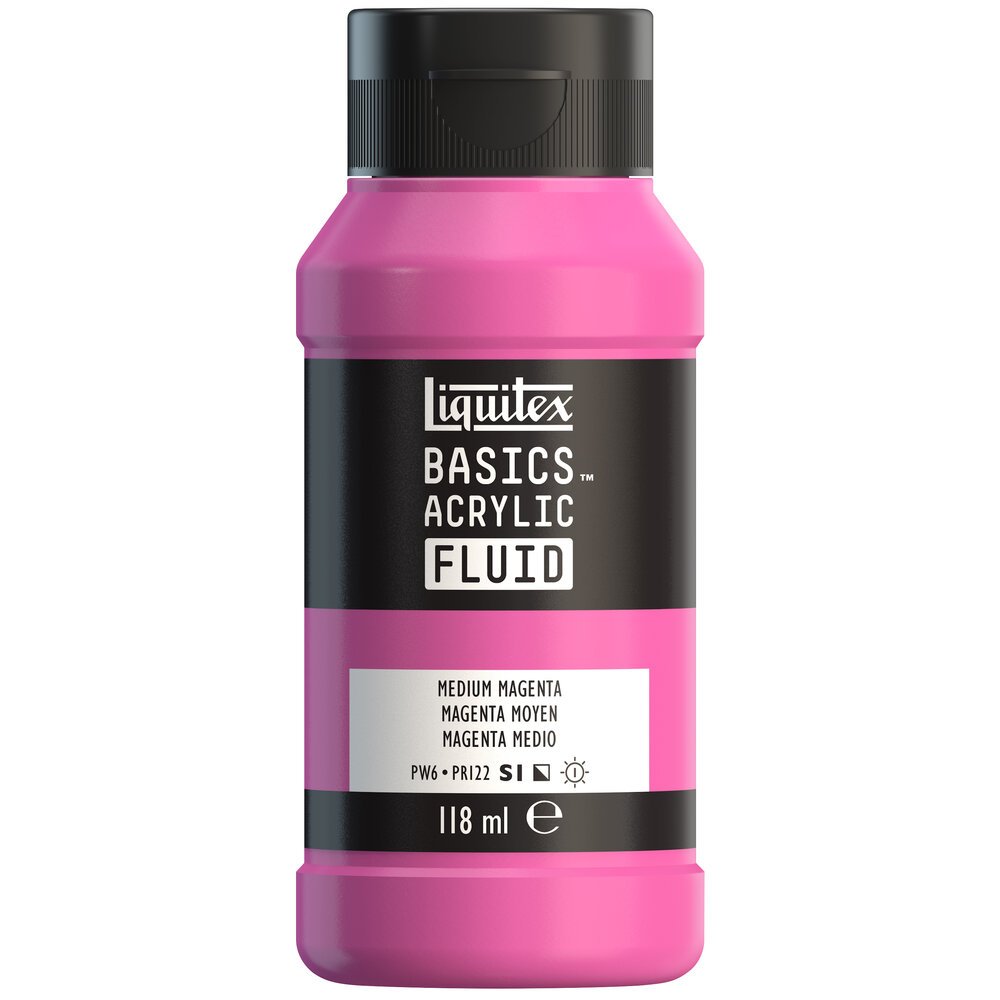 Akrylfärg - Liquitex Basics Fluid - 118ml - Medium Magenta - Akrylfärger, Konstnärsfärger