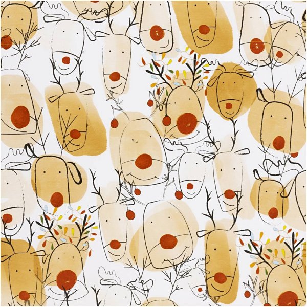 Presentpapper - beige - röd - Renar - 100 m Presentpapper - beige - röd - Renar - 100 m