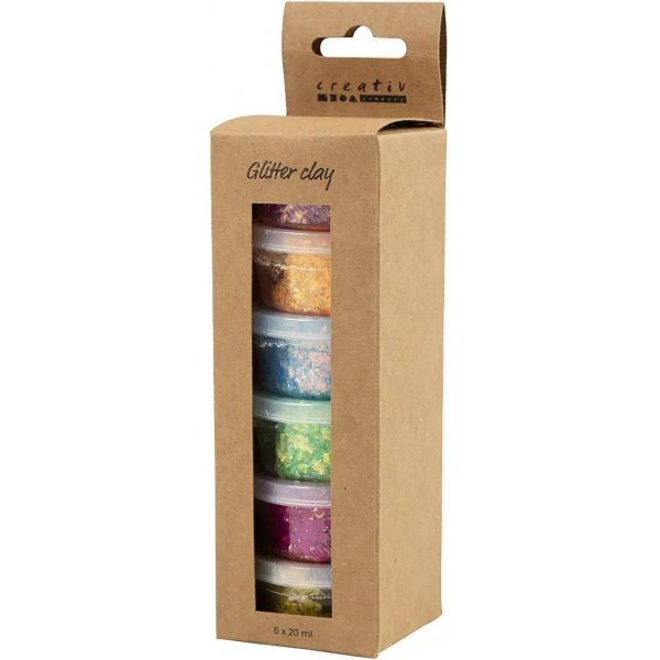 Glitter clay, mixade färger, 6x20 ml Glitter clay, mixade färger, 6x20 ml