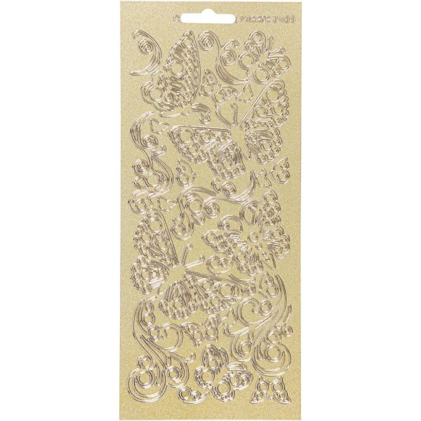 Klistermærker Sommerfugle 10x23 cm Guld - 1 ark Klistermærker Sommerfugle 10x23 cm Guld - 1 ark