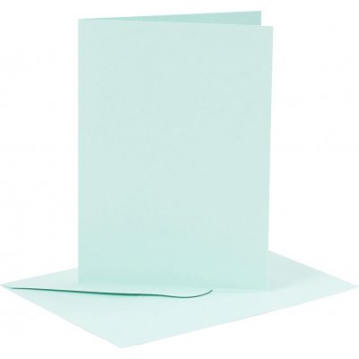 Kort og kuverter - lysebl 11,5 x 16,5 cm - 6 st