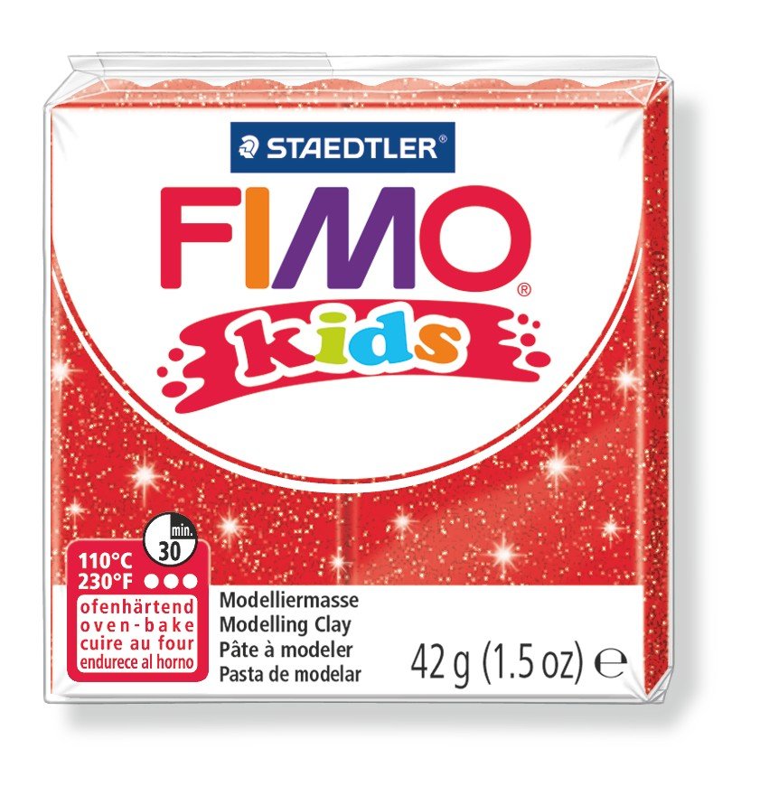 Modellervoks Fimo Kids 42 g - Rød glitter - Fimolera, Modellere, Hobbyartikler til børn, Hobbymateriale, Håndværk
