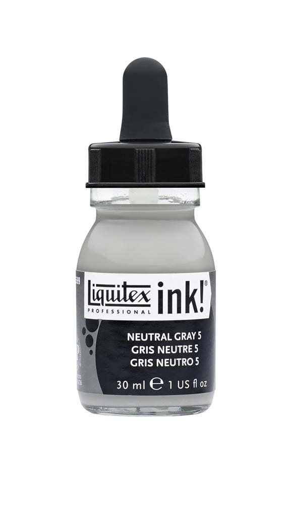 Akrylblæk Liquitex 30 ml - 599 Neutral grey 5 - Tusch & Blæk, Kunstnerfarver