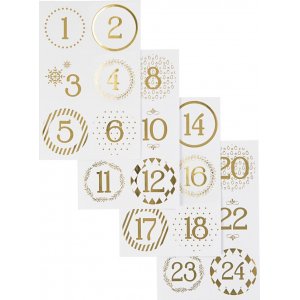 Kalendernummer - gull - hvit - 4 ark