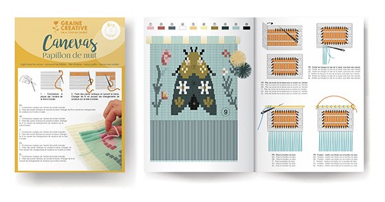 Broderikit med fj�rilsdesign i canvas