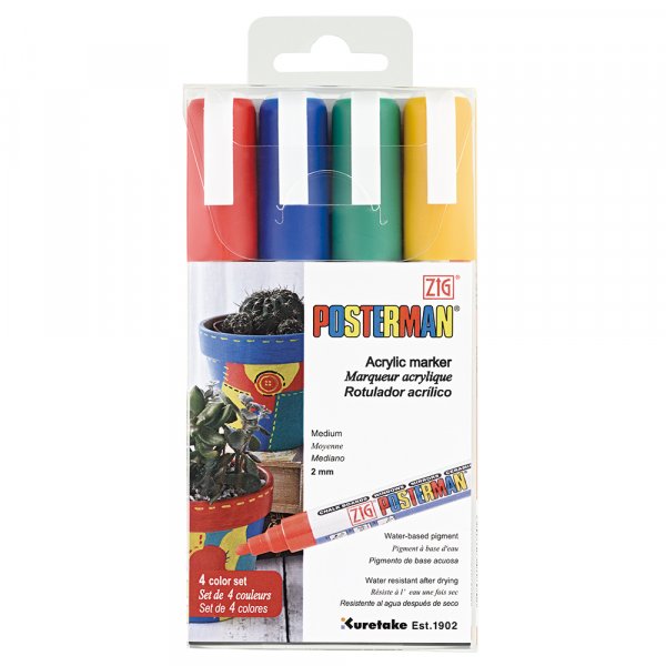 Markerpen ZIG Posterman PMA-30 2mm 4 farver