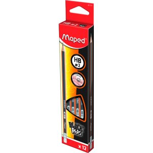 Blyertspenna - Maped - HB#2 med radertopp 12-pack