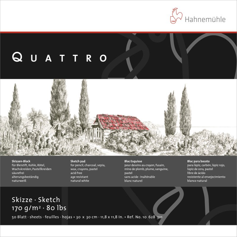 Tegneblok Hahnemühle Sketch Quattro 170 g - 40x40 cm - Tegneblok, Blok